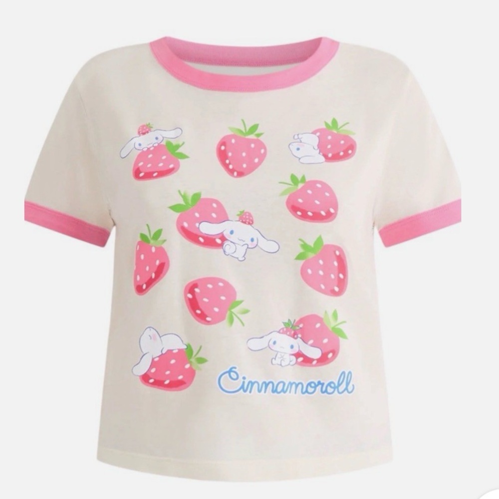 Sanrio Cinnamoroll Pink and White Tee - Picture 3 of 5